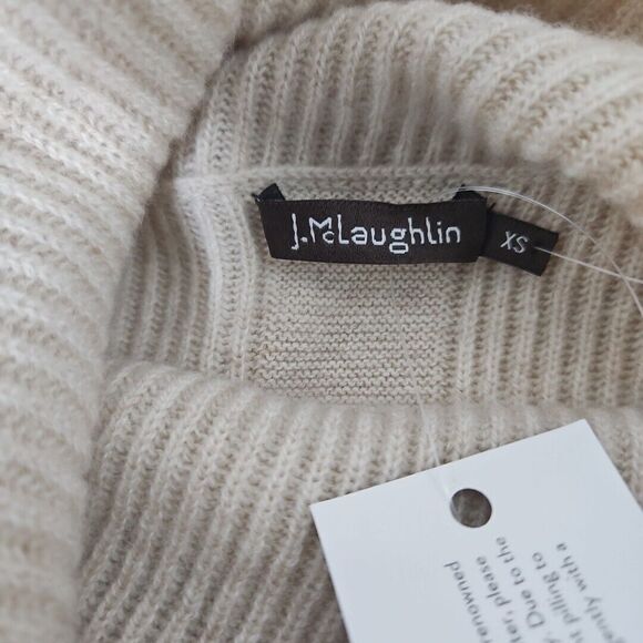 NWT J. McLAUGHLIN 100% Cashmere Cowl Neck Sweater, Lt. H Oatmeal, Verbier, XS - Picture 9 of 12